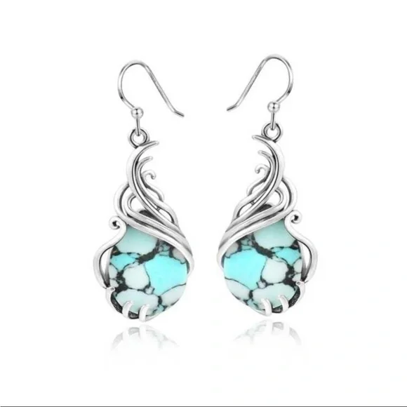Turquoise silver tone earrings​​​​​